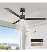 OPONL Black Ceiling Fan with Light 52inch, Low Profile, Remote Control, Downrod Mount, Noiseless,...