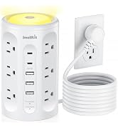 Power Strip Tower with Night Light, Surge Protector Tower with Multiple Outlets (12AC+3A+2C), 10 ...