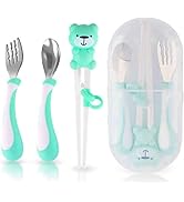 Training Helper Chopsticks Stainless Steel Spoon, Fork and Case Set for Children Kids