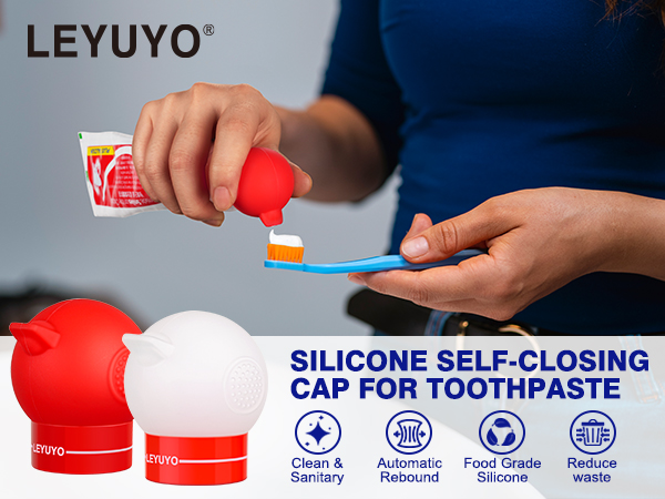 LEYUYO Toothpaste Squeezer Dispenser with Self-Closing Cap,Clean &amp;amp; No Waste for Kids &amp;amp; Adults