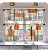 MCALK Beige Blackout Kitchen Curtains Tiers and Valances Set 3 Piece for Windows Orange Kitchen W...