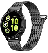18mm 20mm Metal Band Compatible for Garmin Vivoactive 5/6/4S/3 Watch Bands, Soft Stainless Steel ...