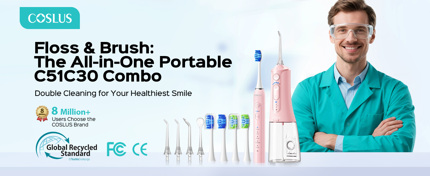 Electric Toothbrush with Water Flosser Combo