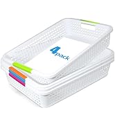 ShineMe 4 Pack Plastic Baskets for Classroom Organizing, Paper Trays for Desktop, Sturdy and Stac...