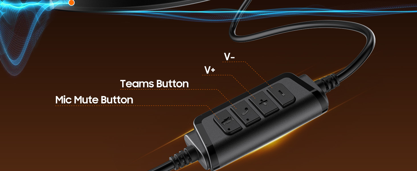 in-line Control usb headset with microphone, teams calling button, mute button
