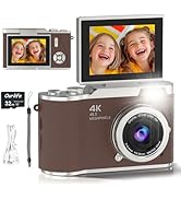 4K Digital Camera Vlogging,48MP Autofocus Selfie Camera with 180° Flip Screen,Digital Camera 8X Z...
