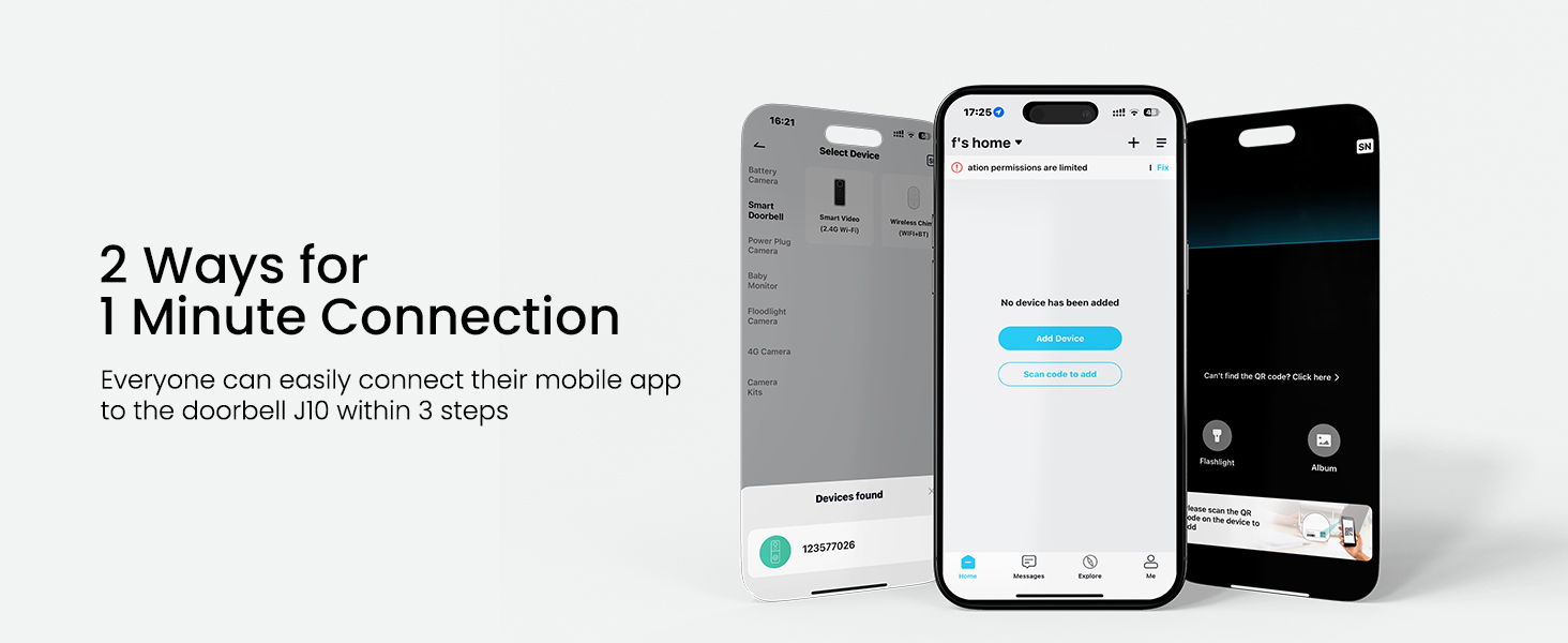 Reliable 2.4GHz Wi-Fi connection penetrates walls easily, ensuring stable video streaming.