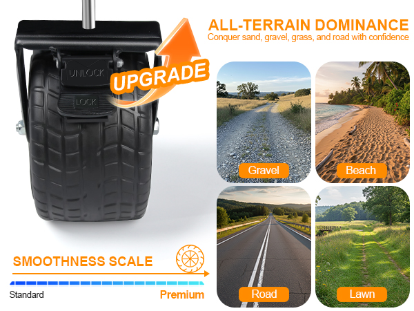 7 inch oversized all-terrain tires for double decker wagon on sand gravel and mud with dual brakes