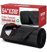 Airbin Plastic Tablecloth Roll, 310 Ft x 54 in Black Plastic Table Cloth Disposable Table Cover R...