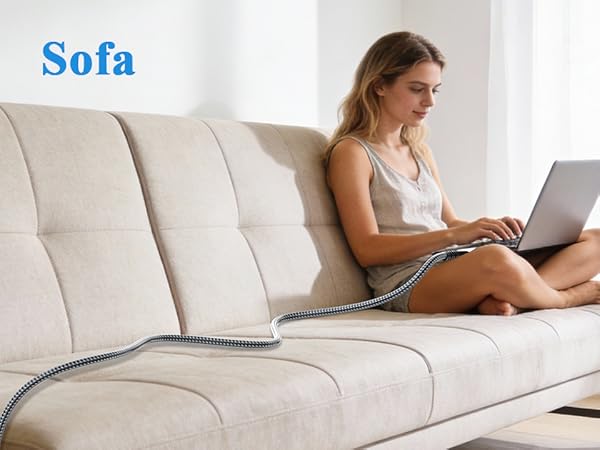 The long usb c cable allows for charging while on the sofa.