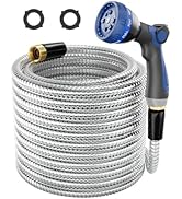 SPECILITE 1/2" 304 Stainless Steel Garden Hose, 50FT Water Pipe with Heavy Duty Metal Nozzle for ...