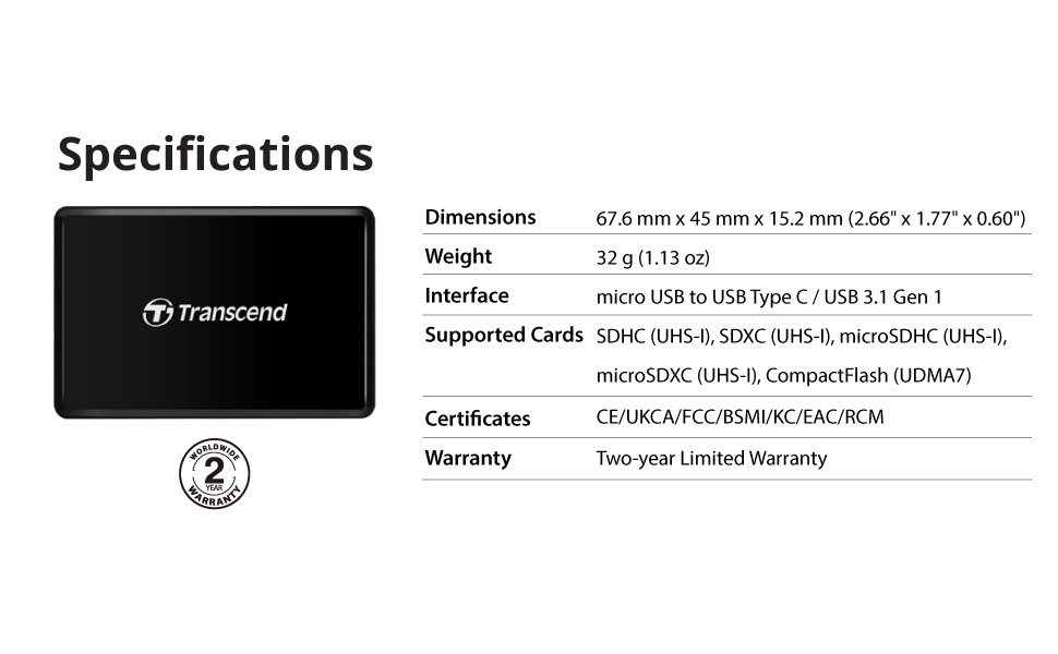All-in-1 Multi Memory Card Reader, USB 3.1 Gen 1, Type C