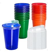 EcoDispose 12 Oz Kids Cups, Spill Proof Reusable Cups, BPA-Free, 4 Colours Assorted Perfect for P...