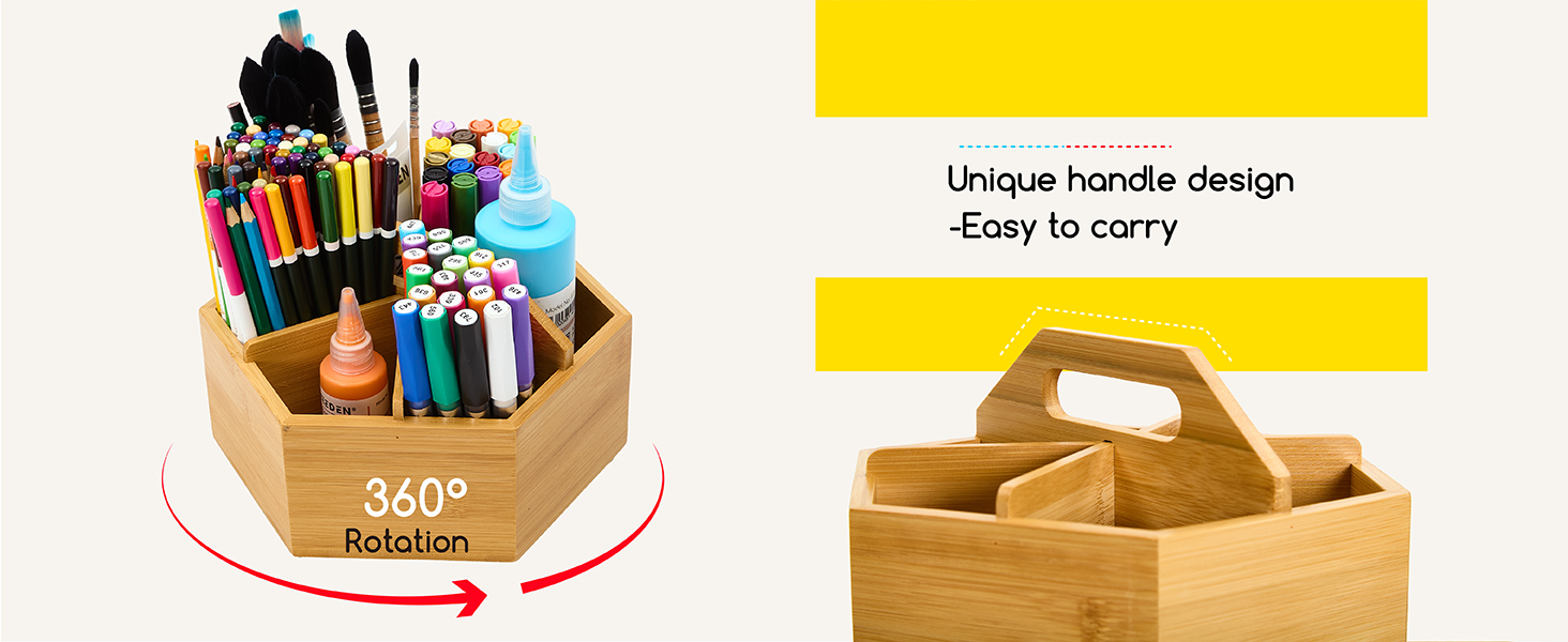 Premium Bamboo Art Desk Organizer: Made from durable, sustainable bamboo.