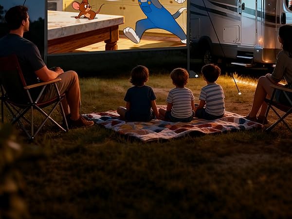 Outdoor Projector Screen with Stand 120 inch for Home Theater and Backyard Movie Night
