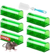 LULUCATCH Humane Mouse Traps 6 Pack, Live Mouse Traps, Reusable with Cleaning Brush, No Kill Catc...