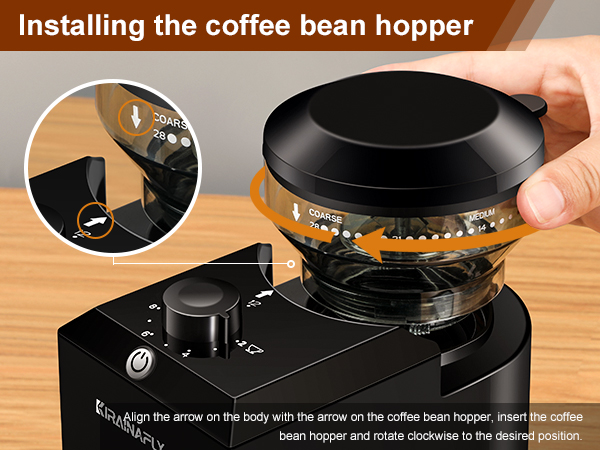 Installing the coffee bean hopper