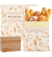 Homelove 2 Pack Beeswax Bread Bags for Sourdough Homemade Bread - Reusable Organic Linen Bag Cott...