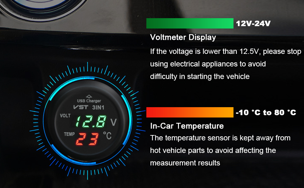 a digital display of a voltmeter is lower than 12 degrees using electrical appliances to be difficult in starting the vehicle.