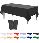 Kopokita 2PCS Black Plastic Tablecloths 54 x 108 Inch, Disposable Table Cloths Rectangle Party Ta...