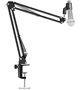 Facmogu NB-35 Black Microphone Arm, 360° Rotatable Freely Adjustable Microphone Scissor Arm Stand...