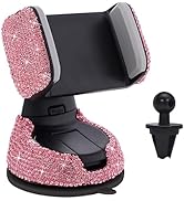 Cxtiy Universal Bling Car Phone Holder Adjustable Strong Sticky Dashboard Air Vent Base Car Air V...