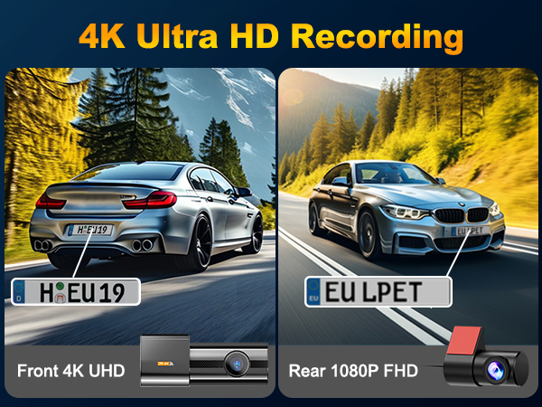 4k dash cam front and rear