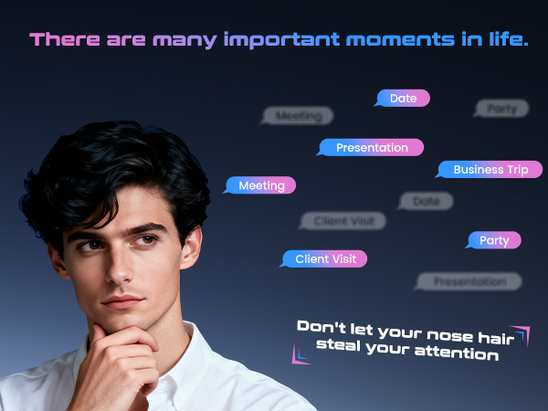 Portable nose and ear trimmer with LED display for daily grooming