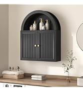 UPOSOJA Arched Bathroom Wall Cabinet, 23.6 x 30.3'' Over The Toilet Cabinet with Grille Door, Adj...