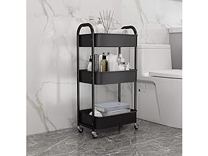 3-Tier Rolling Utility Cart with Caster Wheels(Black)