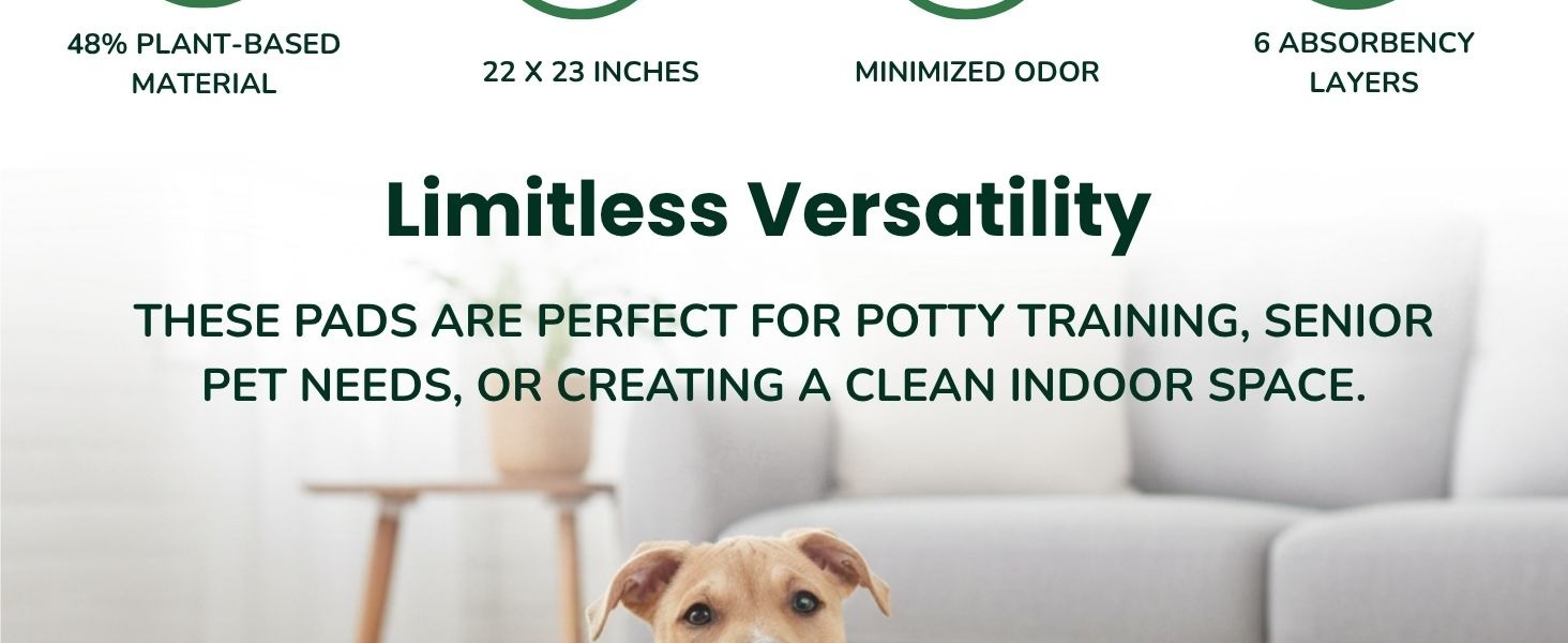 Pet N Pet 50 Counts Pee Pads for Dogs, 48% USDA Certified Plant Based Dog Pad, Unscented