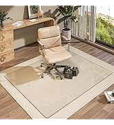 Batuso Tempered Glass 60" x 48" Round Corner Glass Chair Mat with Polished Edge, Heavy Duty Hard ...