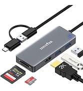 USB to HDMI Adapter, 5-in-1 USB hub 3.0 with HDMI 1080p for Extended Monitor PC Laptop Desktop, 2...