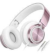 AILIHEN C8 Headphones with Microphone and Volume Control Folding Lightweight Headset for Cellphon...