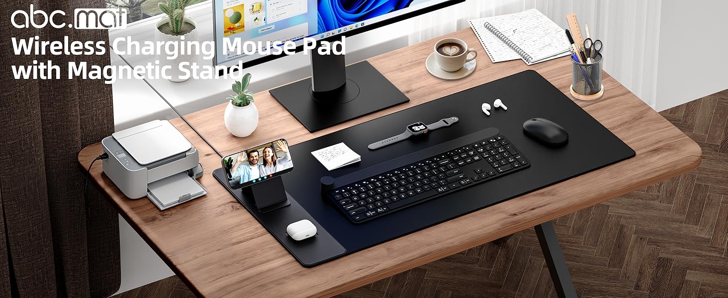 Wireless Charging Mouse Pad with Phone Stand