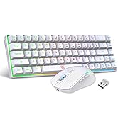 Snpurdiri 60% Wireless Gaming Keyboard and Mouse Combo,LED Backlit Rechargeable 2000mAh Battery,M...