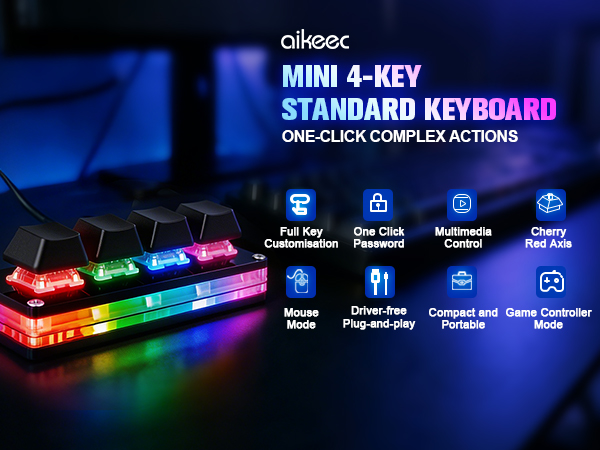 4 KEY MINI KEYBOARD GAMING KEYPAD MECHANICAL OSU KEY PAD