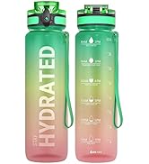 Sahara Sailor Water Bottle, 32/25/17oz Durable and Leakproof Water Bottles Motivational with Time...