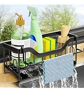 VILCEN Kitchen Sink Organizer Stainless Steel Sponge Holder with Automatic Drainage Tray and Deta...