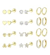Hypoallergenic Gold Stud Hoop Earrings for Women