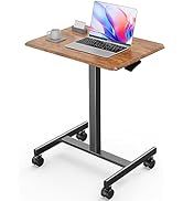 Sweetcrispy Mobile Rolling Desk with Lockable Wheels, Small Standing Laptop Desks, Sit Stand Adju...
