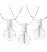 25Ft LED G40 Outdoor String Lights, Patio Globe String Lights with 27 Shatterproof LED Clear Bulb...