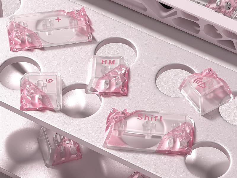 Clear Keycaps, Pink Shine Through Keycaps, Jelly Keycap Transparent keyboard Caps