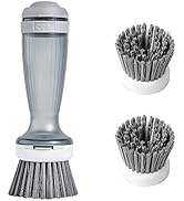 CQT Dish Brush, Dish Scrub Brush with Soap Dispenser for Dishes Kitchen Sink Pot Pan Scrubbing, 1...