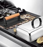13 x 9.75In Melting Dome &amp; 8 x 4In Burger Press, HaSteeL Rectangular Basting Steam Cover with Bac...