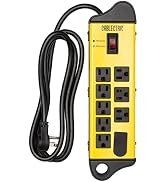 8 Outlet Heavy Duty Surge Protector Power Strip - Black and Yellow Metal Surge Protector with 