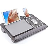 LORYERGO Laptop Lap Desk - Lap Desk Fits Up to 17" Laptops, Lap Desk for Bed w/ Wrist Rest &amp; Mous...