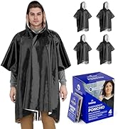 Wallaby 4-Pack Emergency Mylar Ponchos – Universal Fit Thermal Poncho with 90%+ Heat Retention, L...