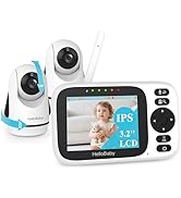 HelloBaby 3.2'' Baby Monitor 2 Cameras,Video Audio Baby Monitor No WiFi, Remote Pan-Tilt-Zoom,AUT...