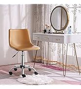 OFIKA Mid Back PU Leather Task Chair,Home Office Desk Chairs with Wheels, Leather Swivel Office C...